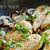 Chicken and Mushrooms in garlic white wine sauce